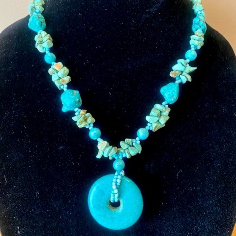 Hand Beaded Turquoise Statement Necklace